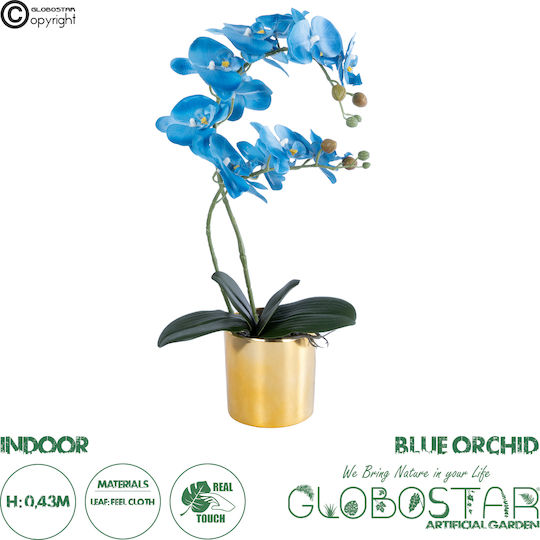 Globostar Künstlicher Garten Blaue Orchidee 21130 Dekorative Pflanze Blaue Orchidee H43cm