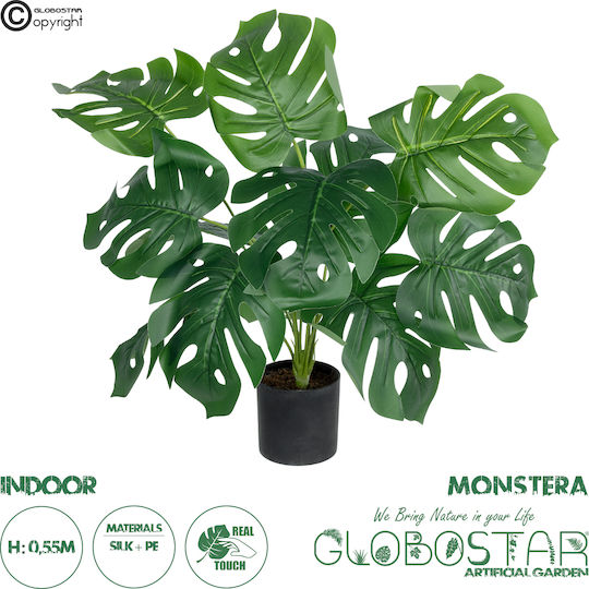 Globostar? Изкуствена градинска монстера 20934 Декоративно растение монстера H55см