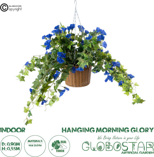 Globostar Artificial Garden Morning Glory Hanging Plant 20636 Artificial Hanging Decorative Plant Orchid Y55cm