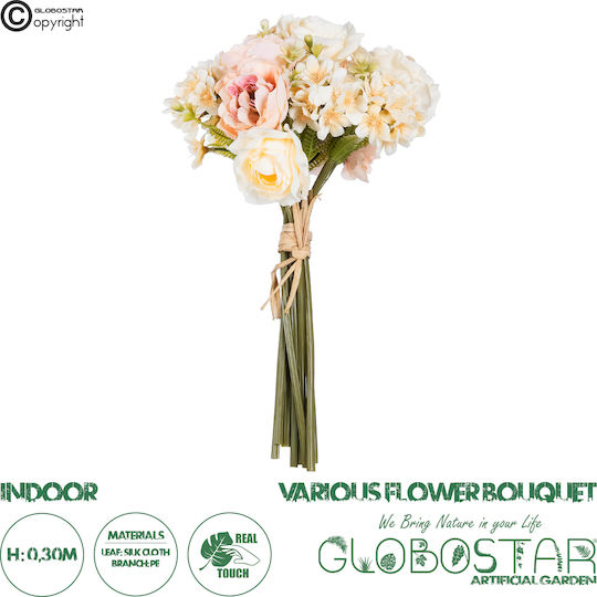 Strauß aus künstlichen Blumen Pfingstrose Mehrfarbig 26cm GloboStar