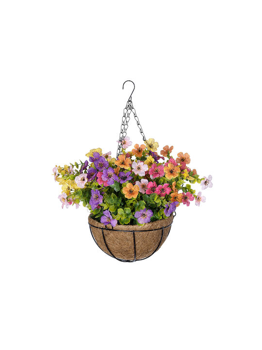 Globostar Artificial Garden Gerbera Hanging Plant 20635 Artificial Hanging Decorative Plant Gerbera Y55cm