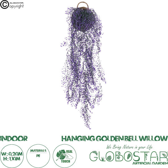 Globostar Artificial Garden Golden Bell Willow 3 Hanging Plant 20631 Hanging Artificial Decorative Plant of Itia Y110cm