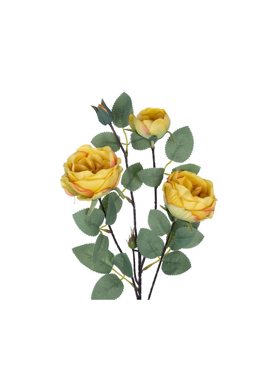 Decorative Artificial Flower Rose Yellow 70cm GloboStar