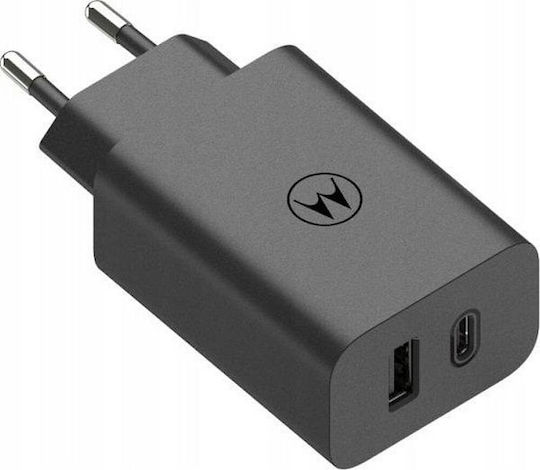 Motorola Φορτιστής Χωρίς Καλώδιο με Θύρα USB-A και Θύρα USB-C 50W Μαύρος (MC502)
