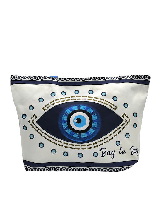 Gift-Me Stoff Strandtasche mit Brieftasche Weiß