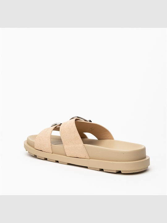 Women's Flat Sandals in Beige Color