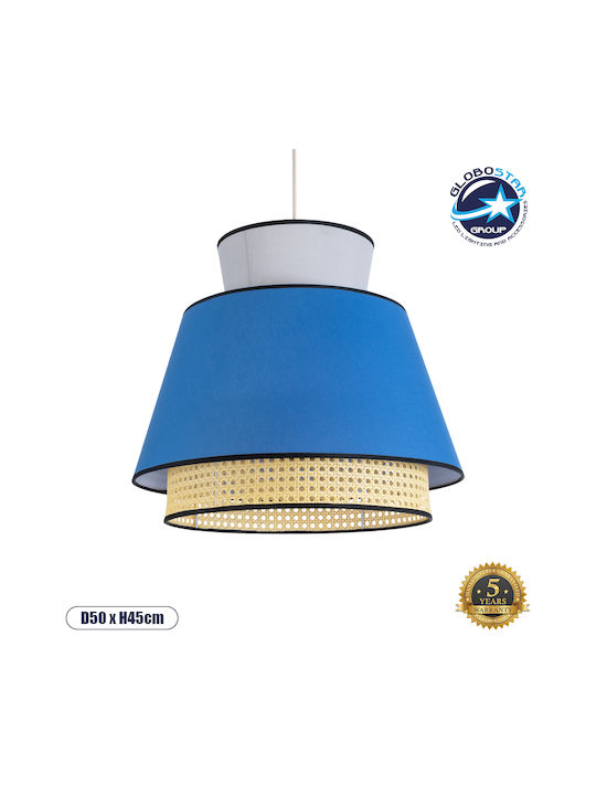 GloboStar Saige Hängelampe Blau Boho Raster mit Fassung E27 50cm.