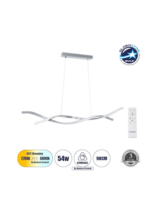GloboStar Morales Deckenleuchte Silber LED mit Verstellbarem Weiß Licht Schiene 90x14cm
