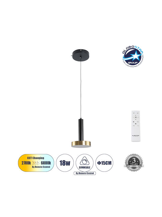 GloboStar ZANE Black LED Pendant Ceiling Light with Warm to Cool White Light 15x20x20cm