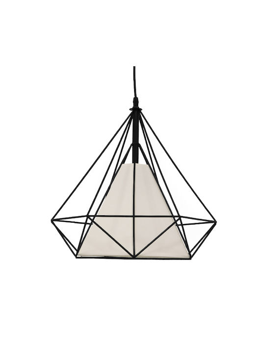 GloboStar Kairi Hängelampe Schwarz Raster mit Fassung E27 38x39cm.