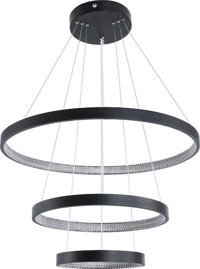 GloboStar Diamond Κρεμαστό Φωτιστικό Μαύρο LED με Ρυθμιζόμενο Λευκό Φως 94.5x68.5x90εκ.