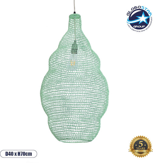 GloboStar Kentucky Lumini Suspendate Turcoaz Rețea cu Bază de Bec E27 40x70x70cm