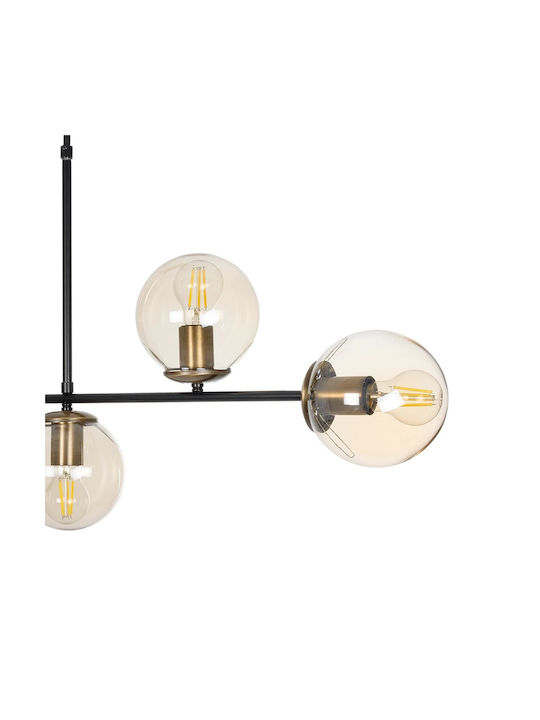 GloboStar Lattice Pendant Light Black Rail for 6 Bulbs E27 130x20x70cm