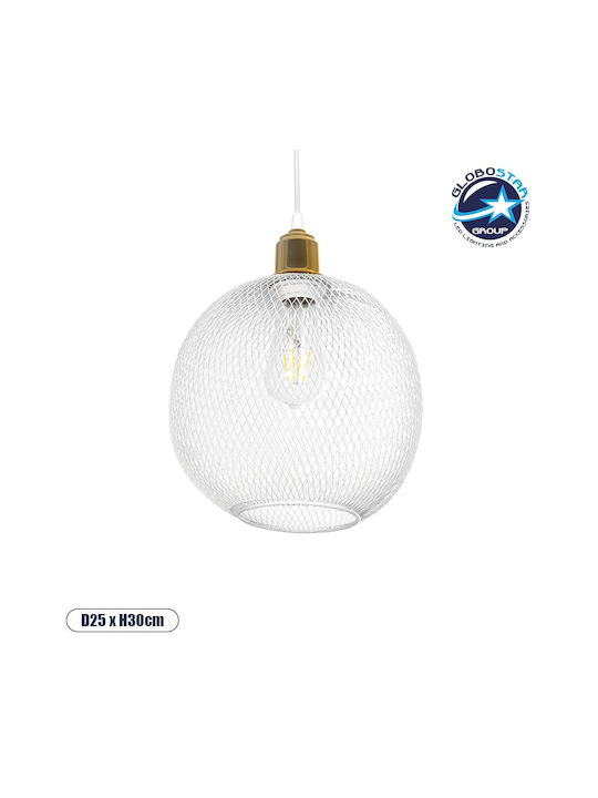 GloboStar Wire Pendant Light White Grid with Socket E27 29x29x90cm