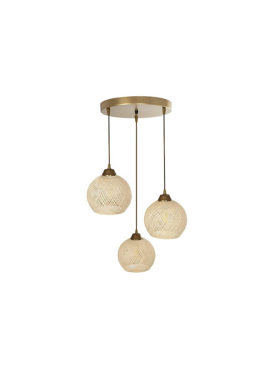 GloboStar Yasam Pendant Light Beige Boho with Rope for Socket E27 35x35x80cm