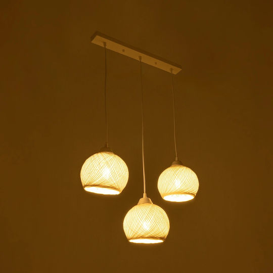 GloboStar Yasam Pendant Light White Boho with Rope for Socket E27 55x25x80cm