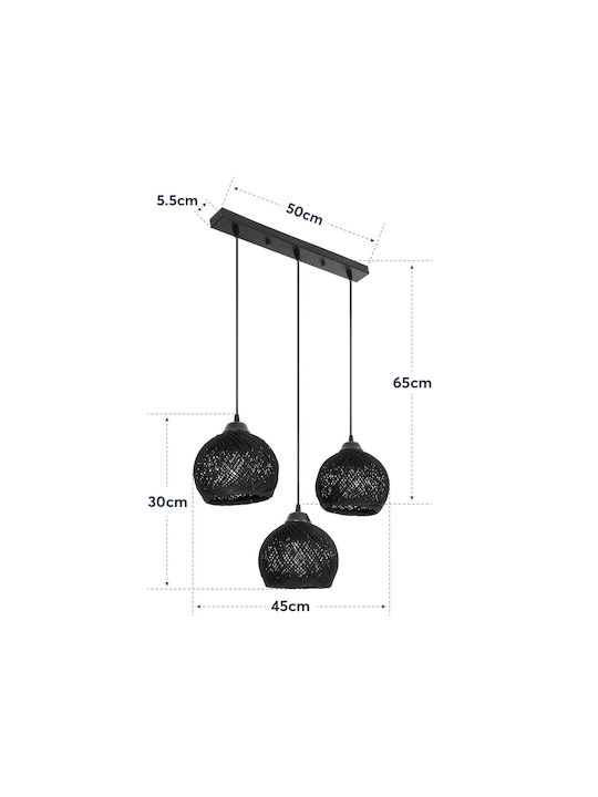 GloboStar Yasam Lustră Alb Boem cu frânghie pentru Dulie E27 55x25x80cm.