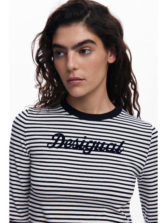 Damen Bluse Langärmelig Gestreift Blau