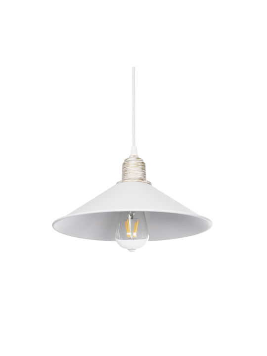 GloboStar Ferro Pendant Light White Bell with Socket E27 30x30cm