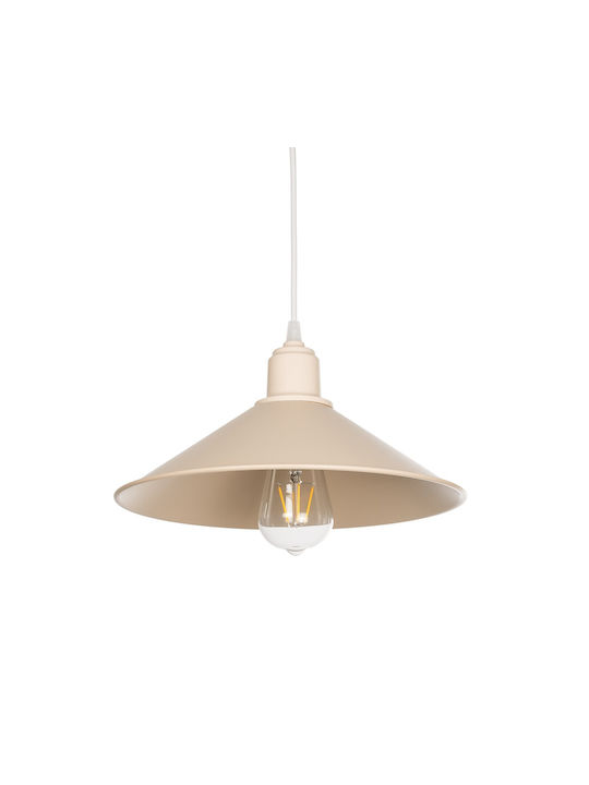 GloboStar Ferro Pendant Light Beige Bell with Socket E27 30x30x15cm