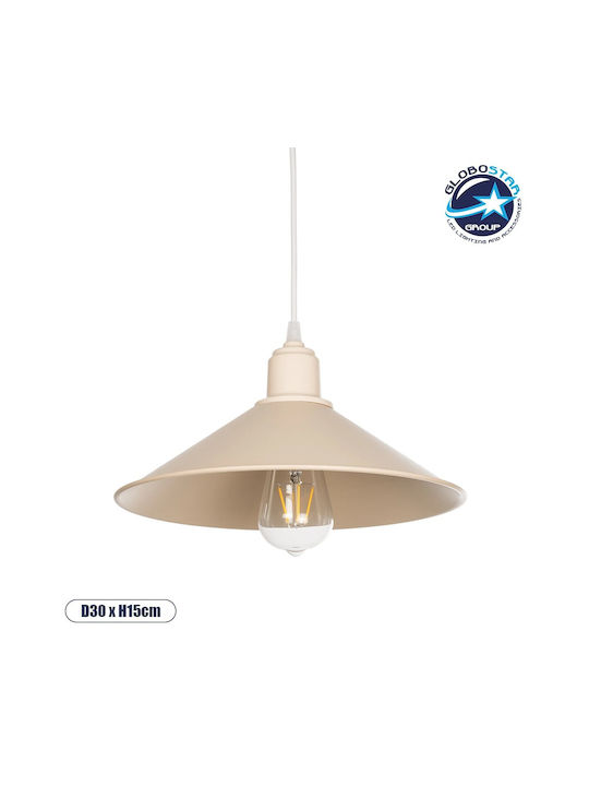 GloboStar Ferro Pendant Light Beige Bell with Socket E27 30x30x15cm