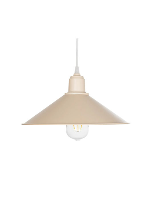 GloboStar Ferro Pendant Light Beige Bell with Socket E27 30x30x15cm