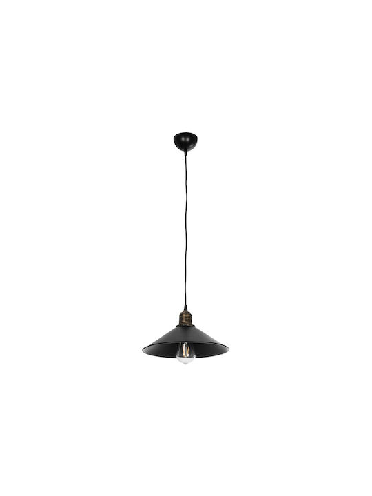 GloboStar Ferro Pendant Light Black Bell with Socket E27 30x30x90cm