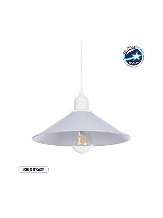 GloboStar Ferro Pendant Light White Bell with Socket E27 30x30x90cm