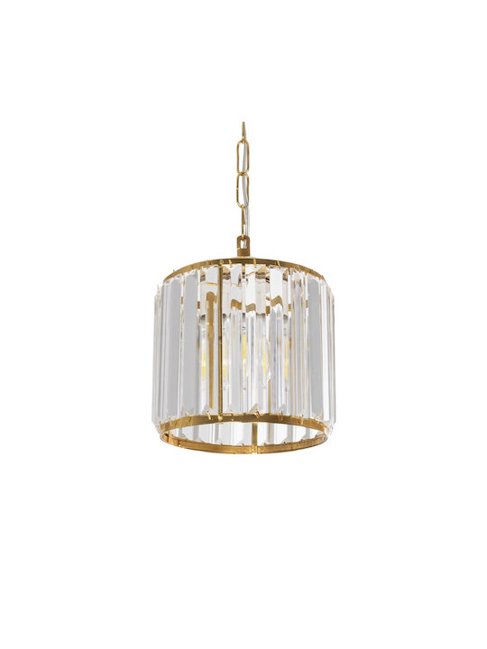 GloboStar Glamorous Hängelampe Gold mit Kristallen für Fassung E27 20x20x45cm.