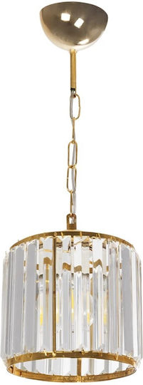 GloboStar Glamorous Pendant Light Gold with Crystals for Socket E27 20x20x45cm