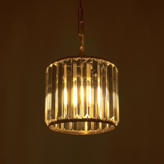 GloboStar Glamorous Pendant Light Gold with Crystals for Socket E27 20x20x45cm