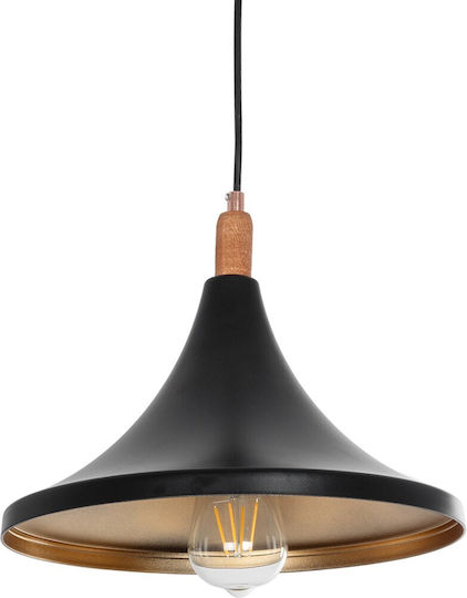 GloboStar Belfry Pendant Light Black Bell with Socket E27 29.5x29.5x90cm
