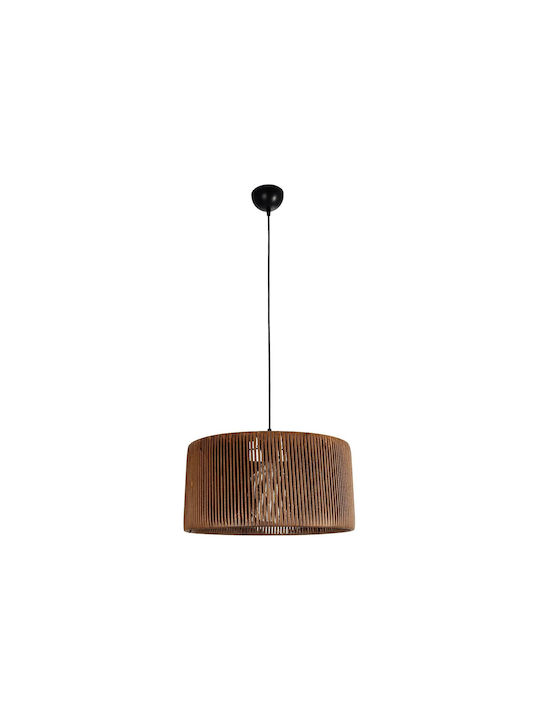 GloboStar Rattan Κρεμαστό Φωτιστικό Καφέ Boho με Ντουί E27 40x40x90εκ.