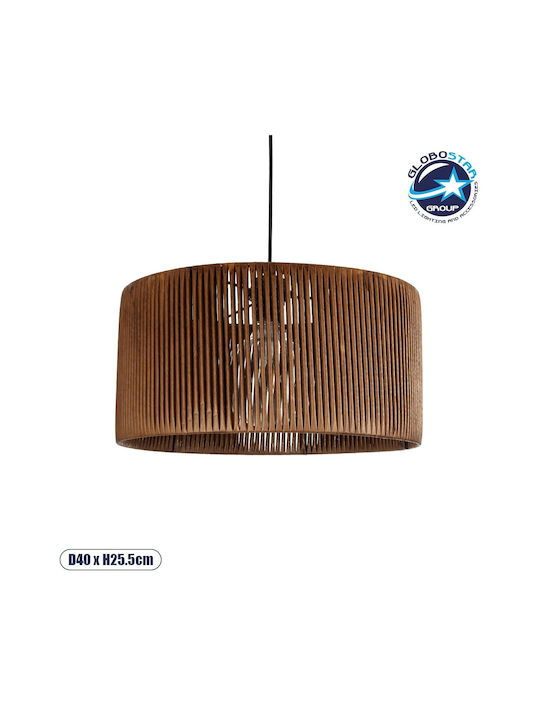 GloboStar Rattan Κρεμαστό Φωτιστικό Καφέ Boho με Ντουί E27 40x40x90εκ.
