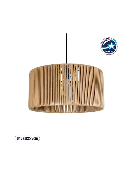 GloboStar Rattan Pendant Light Beige Boho with Socket E27 40x40x90cm