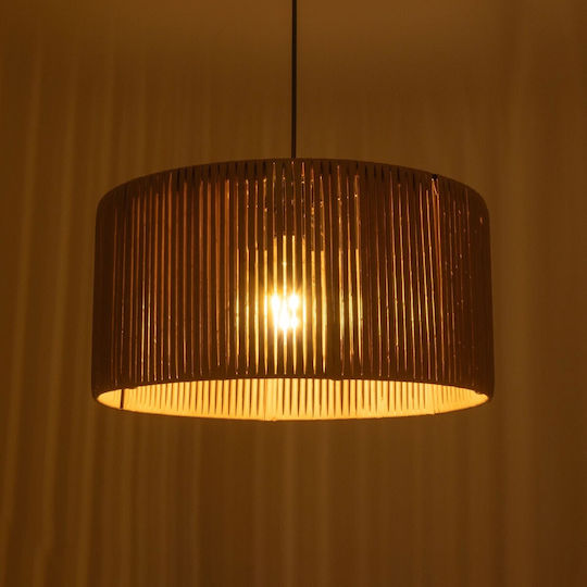 GloboStar Rattan Pendant Light Beige Boho with Socket E27 40x40x90cm