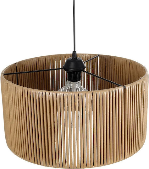 GloboStar Rattan Pendant Light Beige Boho with Socket E27 40x40x90cm