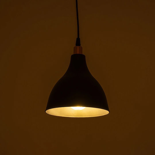 GloboStar Rade Pendant Light Black Bell with Socket E27 17.5x17.5x56cm