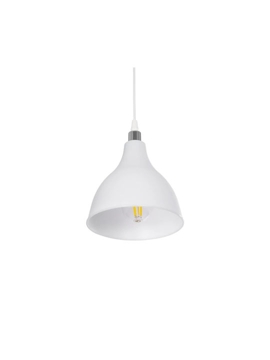 GloboStar Rade Pendant Light White Bell with Socket E27 17.5x17.5x56cm