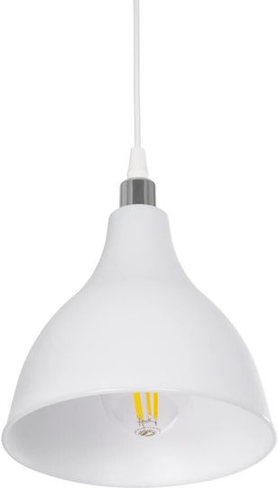 GloboStar Rade Hängelampe Weiß Glocke mit Fassung E27 17.5x17.5x56cm.