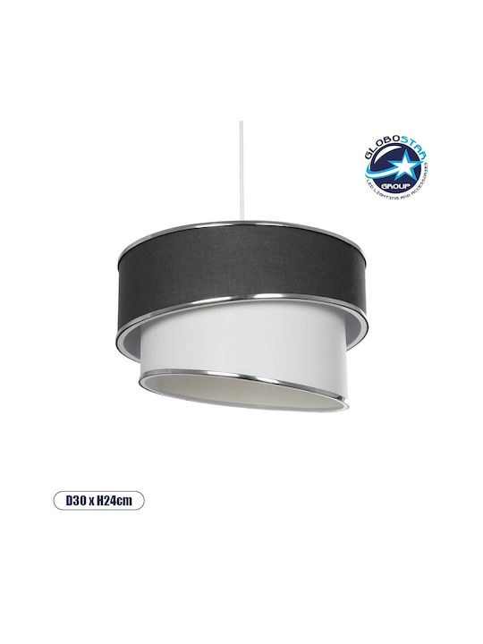 GloboStar Sonia Pendant Light Gray & White Fabric with Silver Detail with Socket E27 30x30x90cm