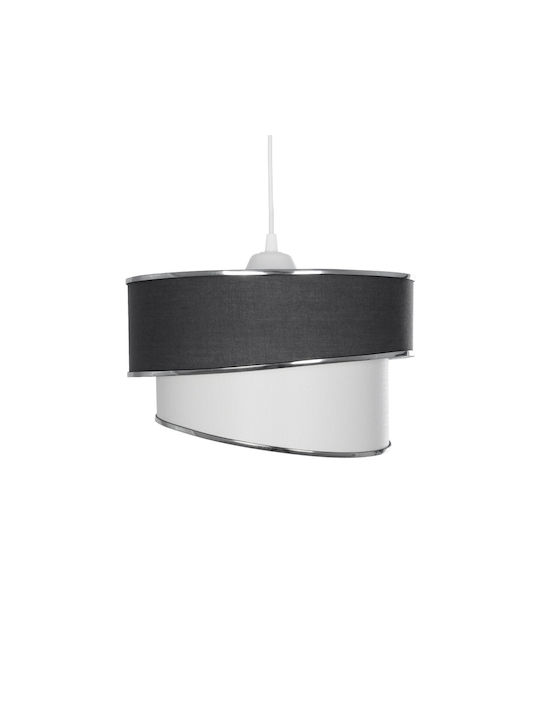GloboStar Sonia Pendant Light Gray & White Fabric with Silver Detail with Socket E27 30x30x90cm