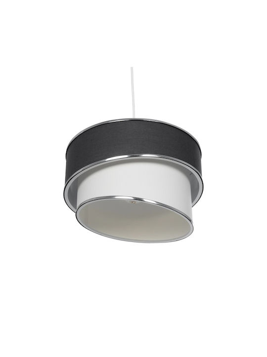 GloboStar Sonia Pendant Light Gray & White Fabric with Silver Detail with Socket E27 30x30x90cm