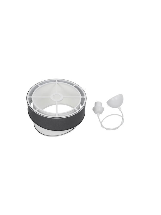 GloboStar Sonia Pendant Light Gray & White Fabric with Silver Detail with Socket E27 30x30x90cm