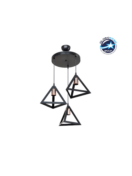 GloboStar Triangle Pendant Light Black Bell with Socket E27 50x50x80cm