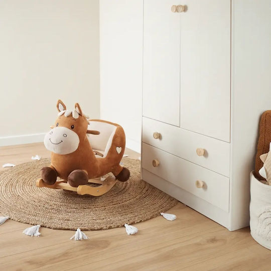 Bieco Fabric Rocking Toy Horse for 9+ months with Max Load Capacity 26kg Brown