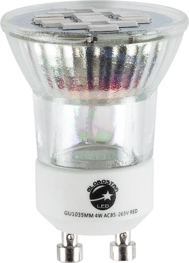 GloboStar Bec LED 4W 160mm pentru Soclu GU10 și Formă MR11 Roșu 300lm
