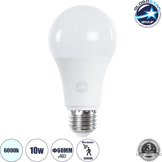 GloboStar LED-Lampe 10W 110mm für Fassung E27 und Form A60 Kühles Weiß 990lm Dimmbar