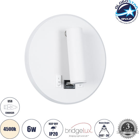 GloboStar Lady-R Modern Lumină de Perete cu LED Integrat și Lumină Alb Natural 15x7cm