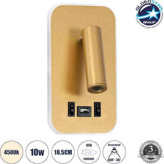 GloboStar LADY-O Single Built-In Led Natural White Spot in Gold Colour